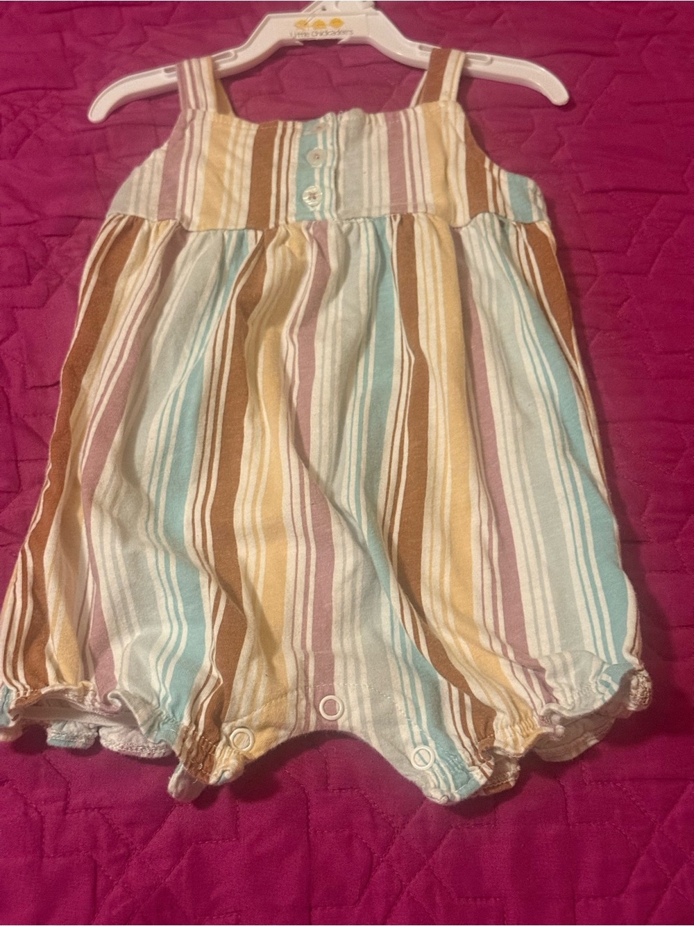 Carter's Pastel Striped Bubble Romper in Blue, Brown, Yellow and Pink